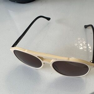 Wildfox Beige Frame Black Temple Round Sunglasses